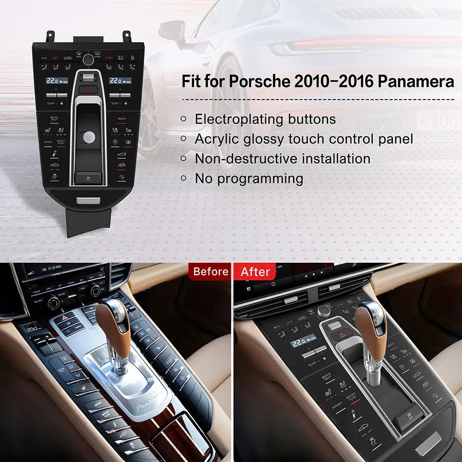 Car Center Console Panel for  Panamera 2010 - 2016 Touch Dashboard Carplay Radio AC Electric Air Conditioning Vents
